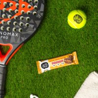 YuBi protein bar with padel racquet and ball